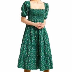 Hill House Home Nesli Nap Dress in Emerald Trellis, Size S